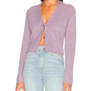 Vince. Brushed Alpaca/Wool Blend Lavender Cropped Button Up Sweater XS